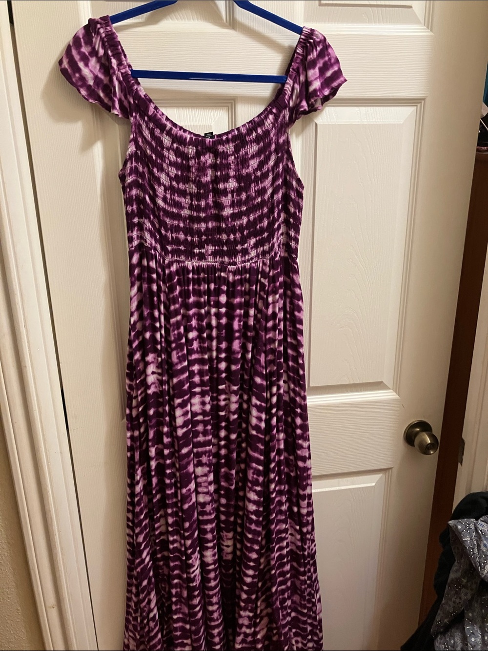 torrid Purple Tie-Dye Off-Shoulder Maxi Dress 2X X-tall